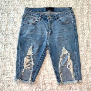 Fashion Nova biker distressed denim shorts 🎀